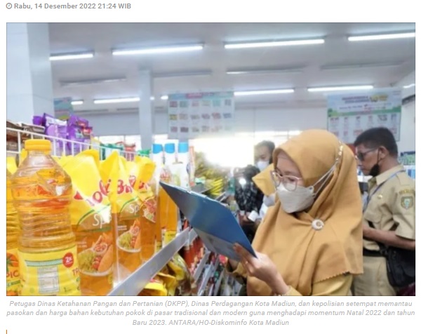 Pemkot Madiun pantau harga bahan pangan menjelang Natal dan Tahun Baru