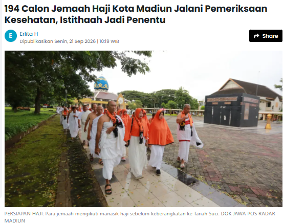 194 Calon Jemaah Haji Kota Madiun Jalani Pemeriksaan Kesehatan, Istithaah Jadi Penentu
