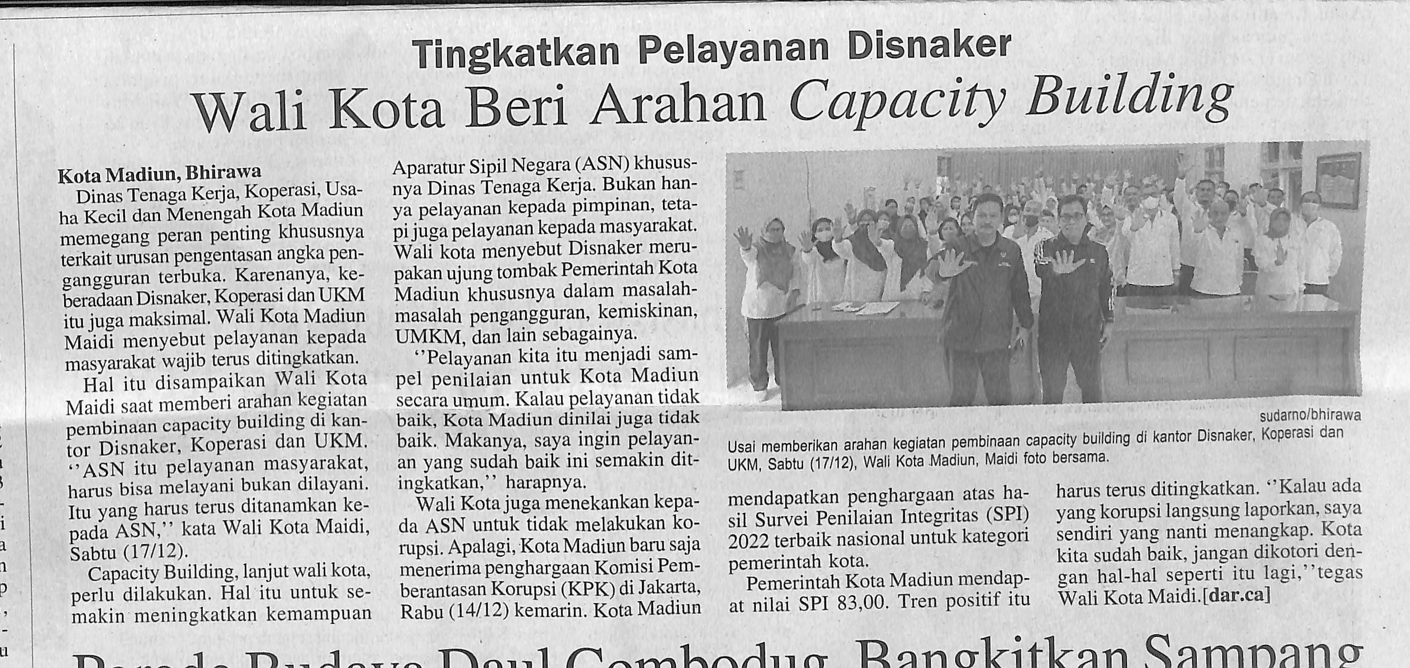 Tingkatkan Pelayanan Disnaker, Walikota Beri Arahan Capacity Building