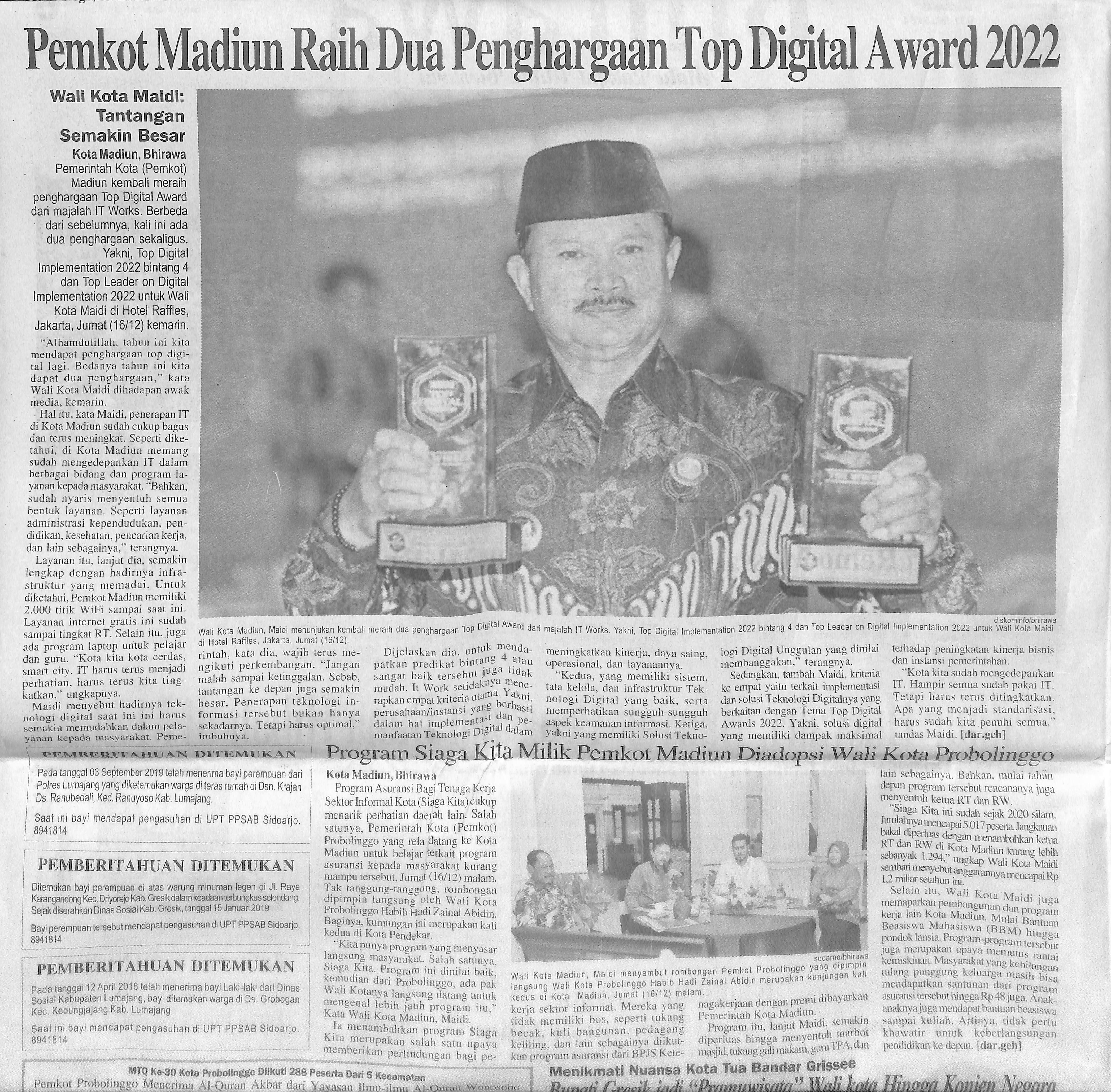 Pemkot Madiun Raih Dua Penghargaan Topm Digital Award 2022