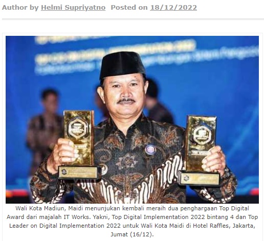 Pemkot Madiun Raih Dua Penghargaan Top Digital Award 2022
