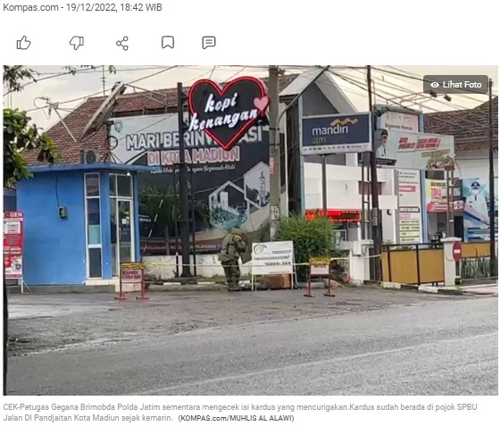 Kardus Mencurigakan Ditemukan di SPBU Jalan DI Panjaitan Madiun, Tim Gegana Diturunkan