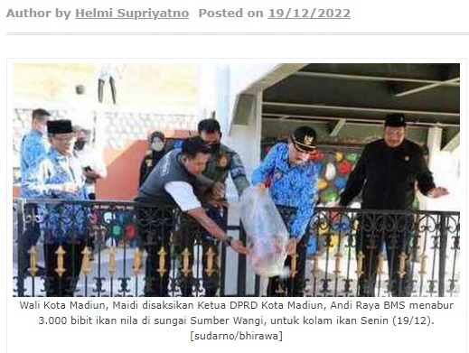 Wali Kota Madiun Manfaatkan Sungai untuk Kolam Ikan