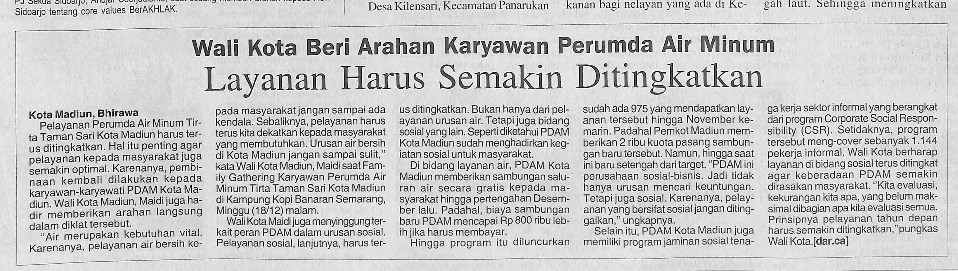 Walikota Beri Arahan Karyawan Perumda Air Minum, Layanan Harus Semakin Ditingkatkan