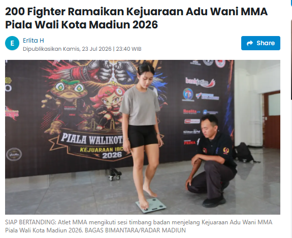 200 Fighter Ramaikan Kejuaraan Adu Wani MMA Piala Wali Kota Madiun 2026