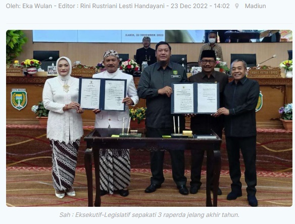 Akhir Tahun, DPRD-Pemkot Madiun Sepakati Tiga Reperda