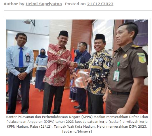 Wali Kota Madiun Terima DIPA 2023, Satker Harus Langsung Buat Perencanaan