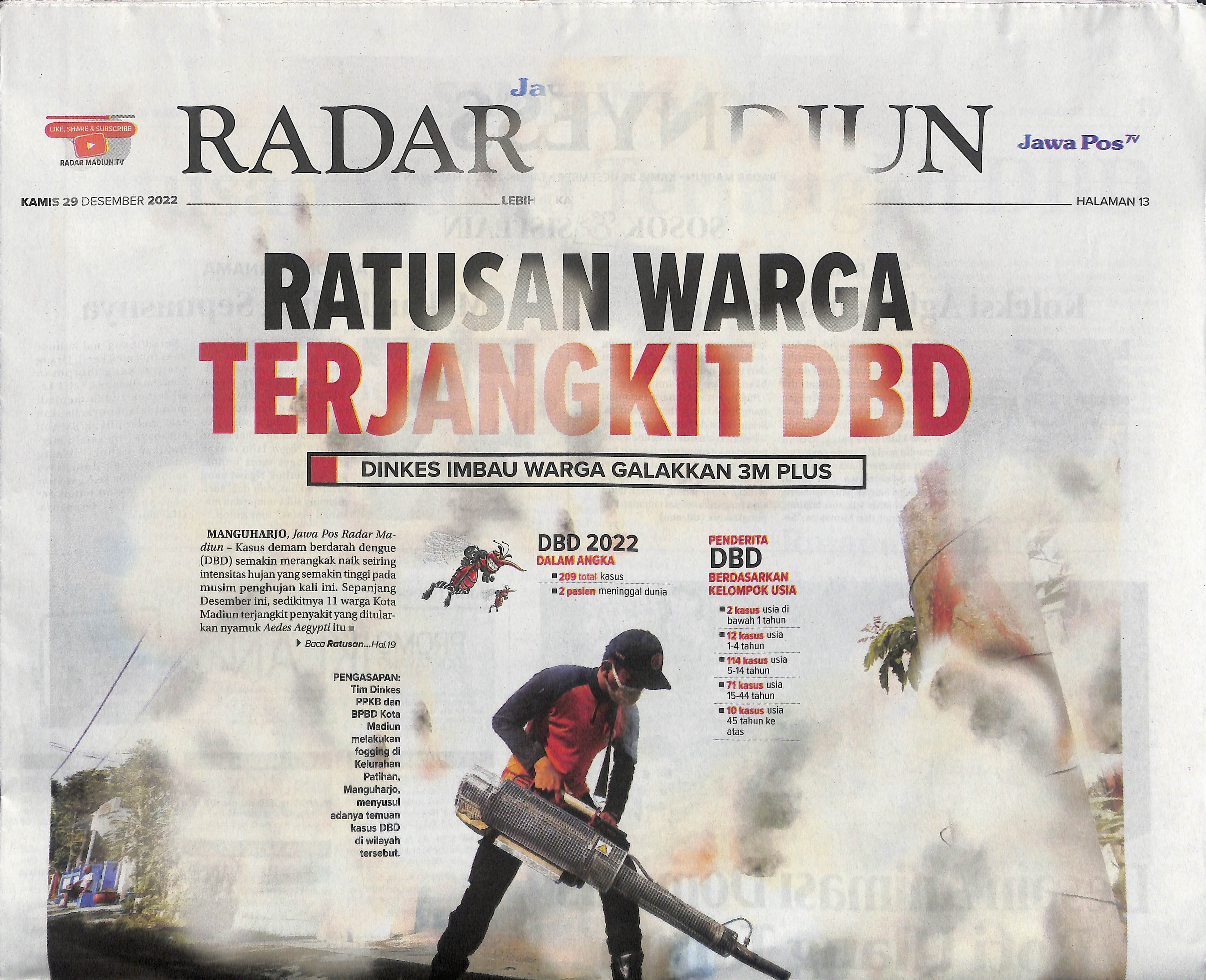 Ratusan Warga Terjangkit DBD, Dinkes Imbau Warga Galakkan 3M  Plus