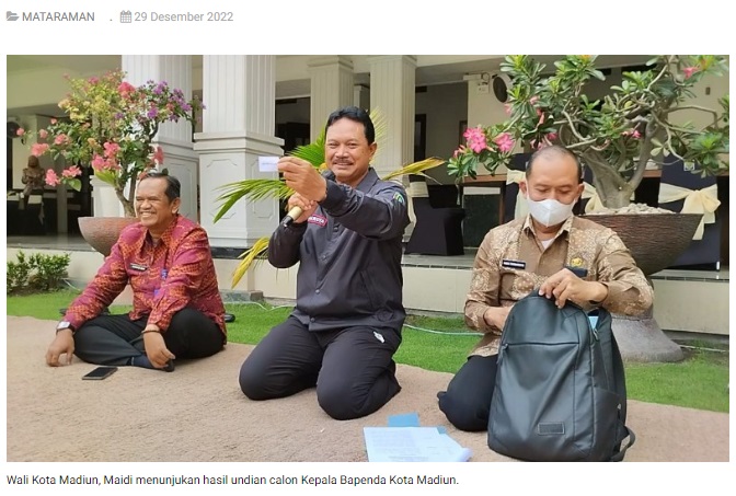 Jariyanto Terpilih Duduki Jabatan Kepala Bapenda Kota Madiun