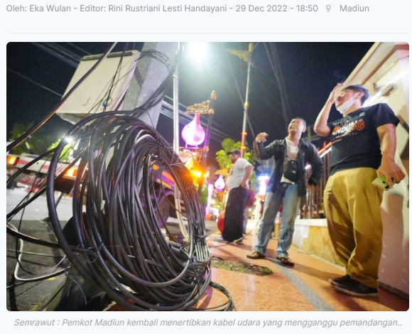 Lagi, Pemkot Madiun Tertibkan Kabel Semrawut