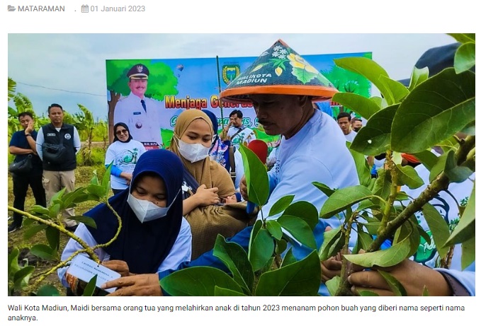 Wali Kota Madiun Ciptakan Produk Tanaman Buah, Satu Bayi Satu Pohon