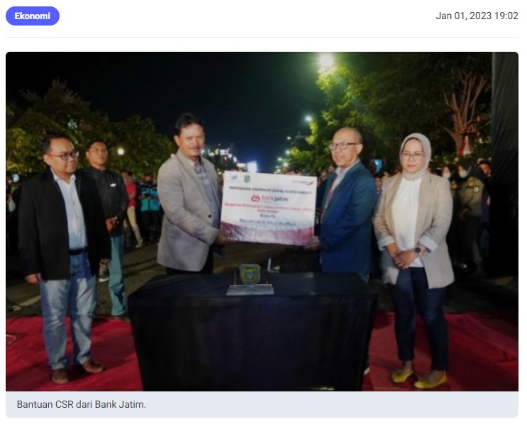Bank Jatim Serahkan CSR ke Pemkot Madiun Senilai Rp 564 Juta