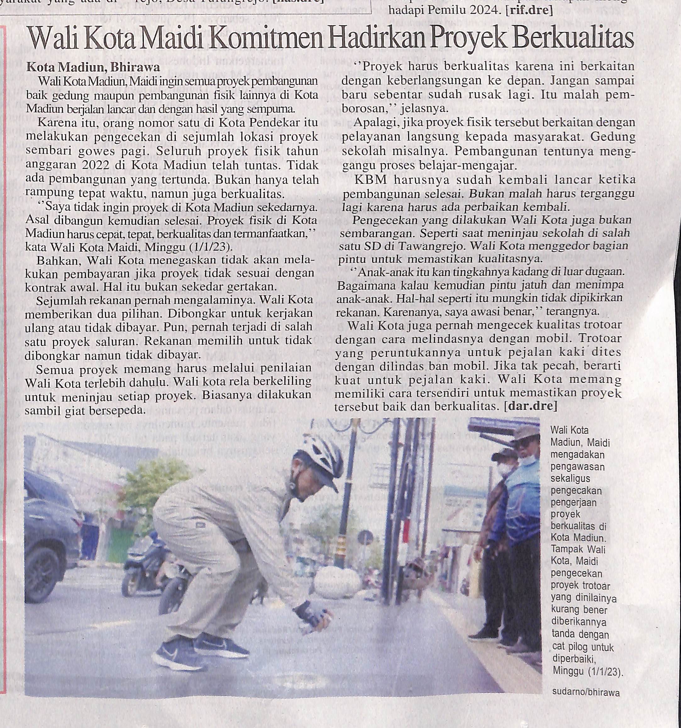 Wali Kota Maidi Komitmen Hadirkan Proyek Berkualitas