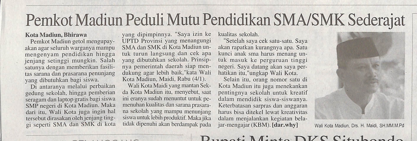 Pemkot Madiun Peduli Mutu Pendidikan SMA/SMK Sederajat