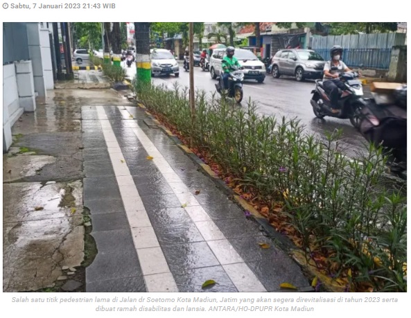 Pemkot Madiun lanjutkan bangun pedestrian ramah disabilitas dan lansia