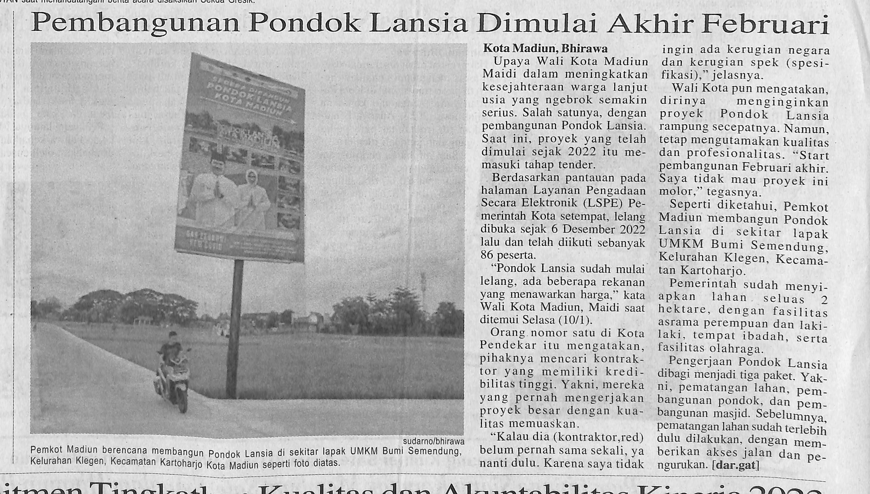 Pembangunan Pondok Lansia Dimulai Akhir Februari
