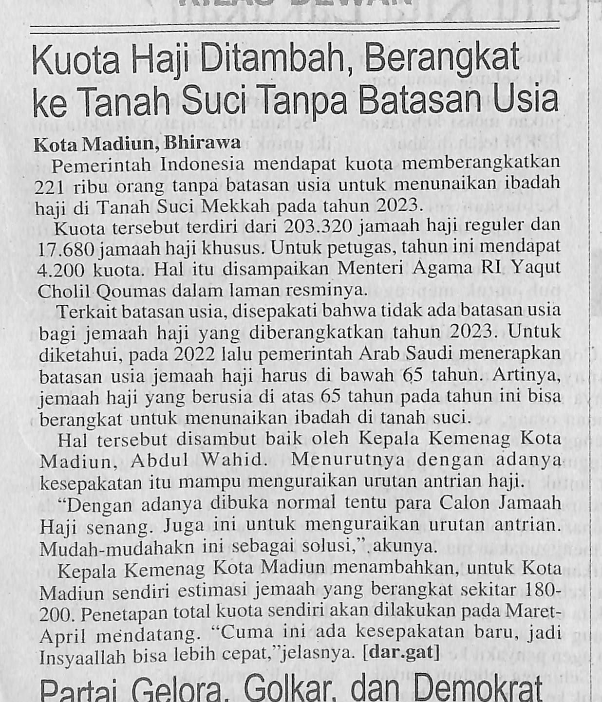 Kouta Haji Ditambah, Berangkat ke Tanah Suci Tanpa Batasan Usia
