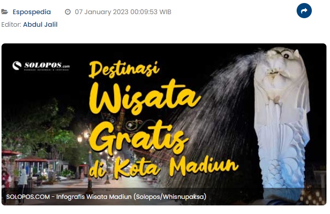 Berikut Ini Destinasi Wisata Gratis di Kota Madiun