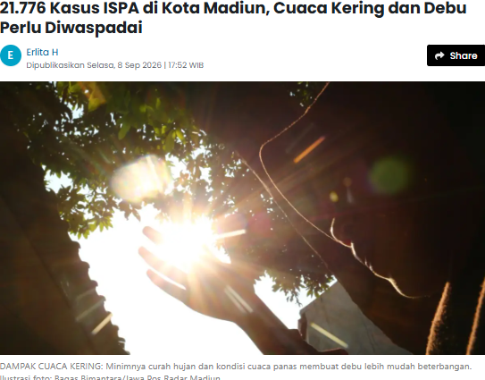 21.776 Kasus ISPA di Kota Madiun, Cuaca Kering dan Debu Perlu Diwaspadai