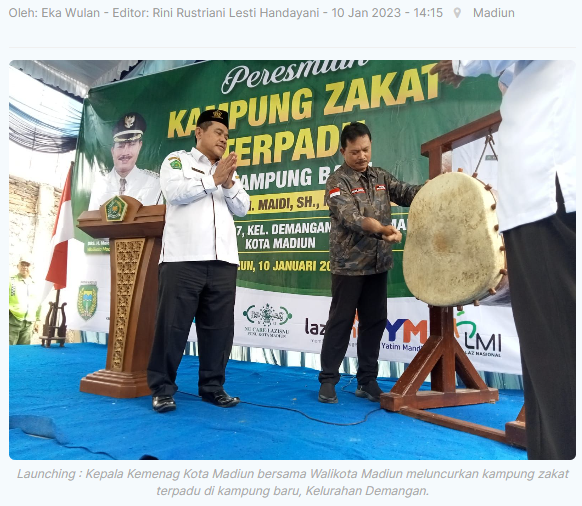 Kemenag Luncurkan Kampung Zakat Terpadu di Kampung Baru Madiun