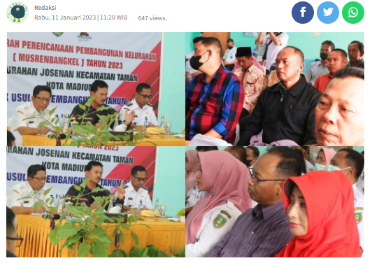 Musrenbang Josenan, Walikota Madiun, H. Maidi: Silahkan Usul Yang Maksimal