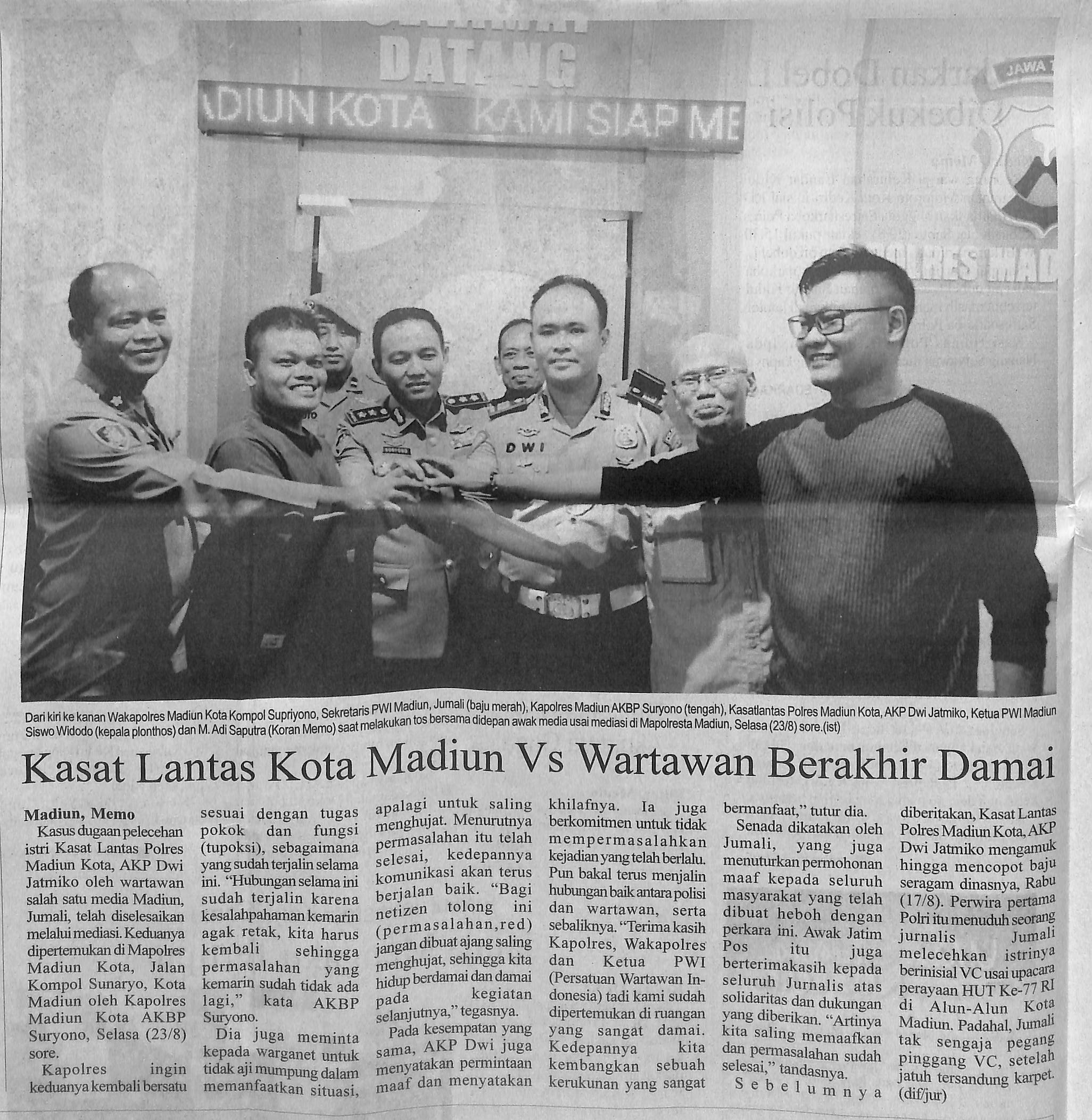 Kasatlantas Kota Madiun Vs Wartawan Berakhir Damai