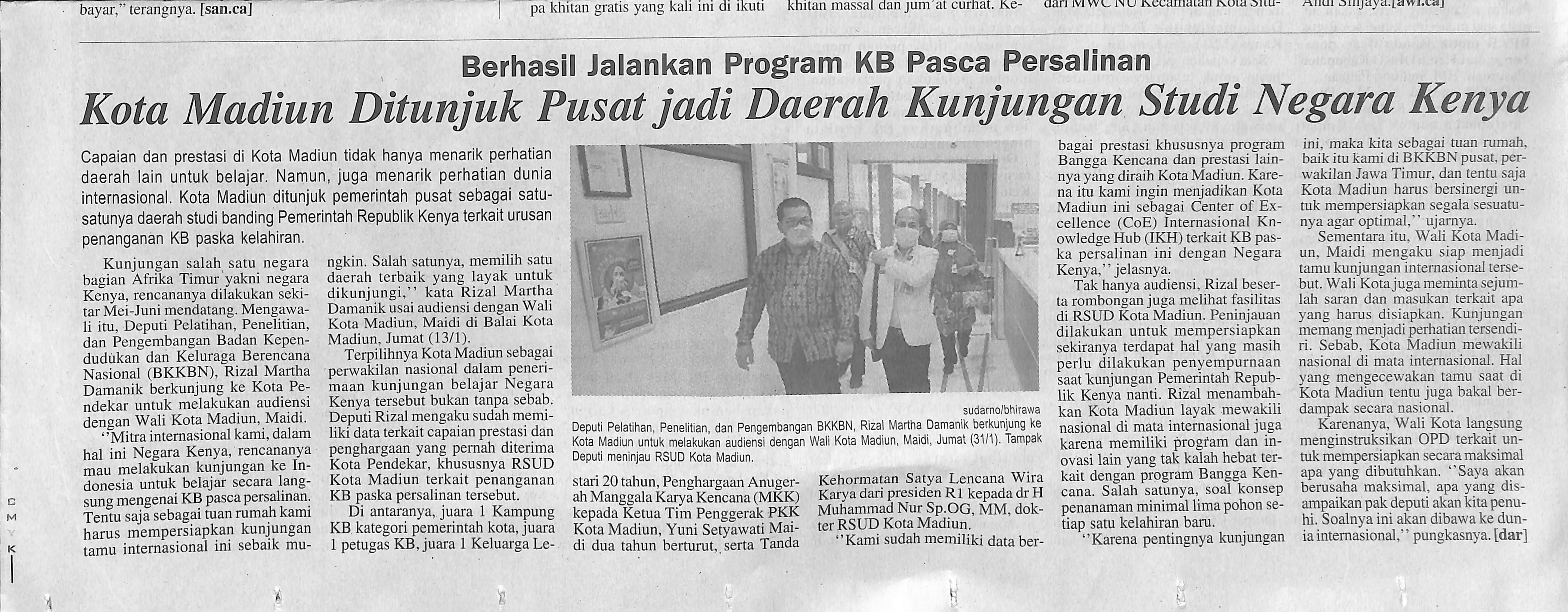 Berhasil Jalankan Program KB Pasca Persalinan, Kota Madiun Ditunjuk Pusat jadi Daerah Kunjungan Studi Negara Kenya