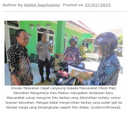 Ada Layanan Pecel Mas di Kota Madiun, Urus Surat Tak Perlu Tinggalkan Rumah