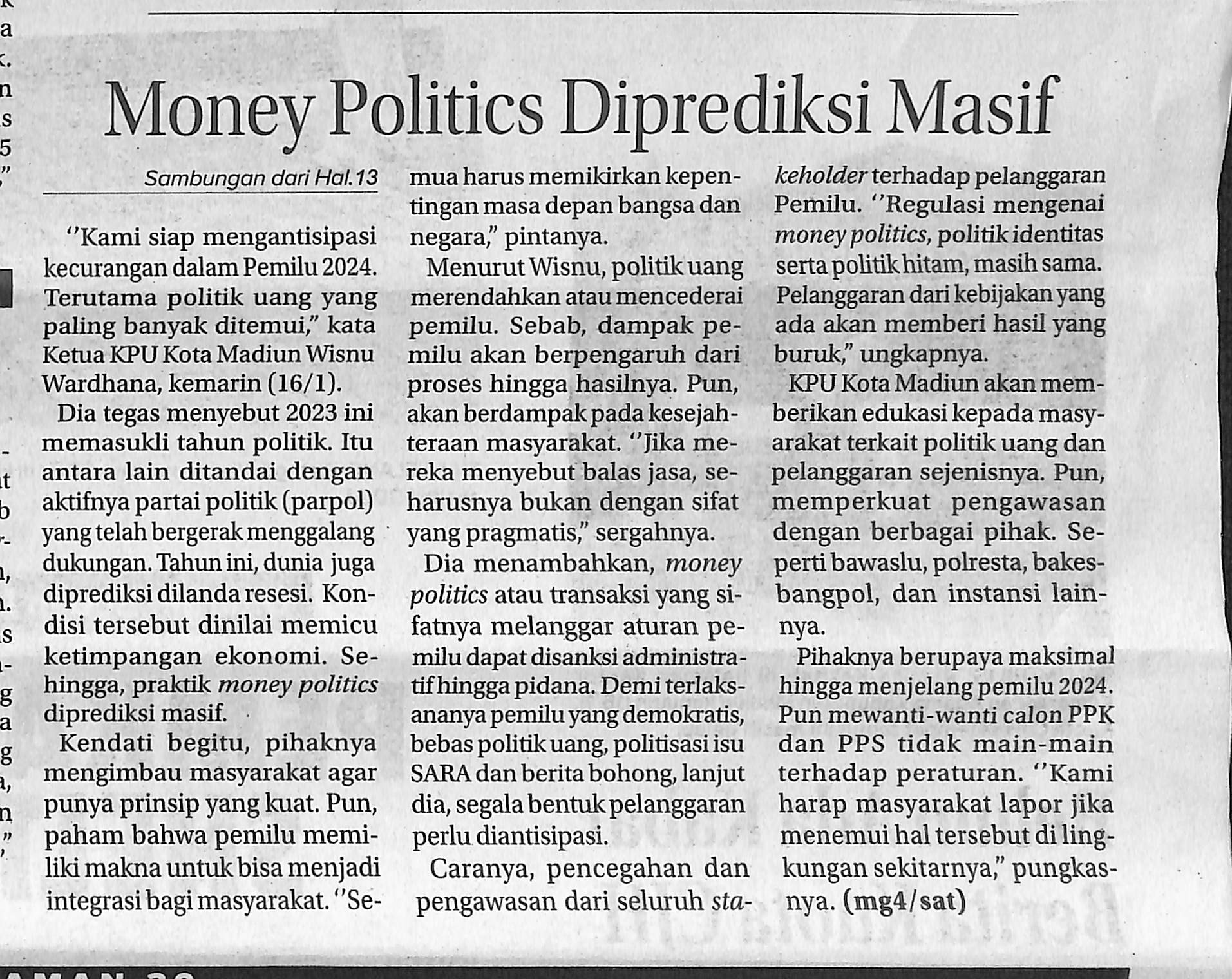 Money Politics Diprediksi Masif