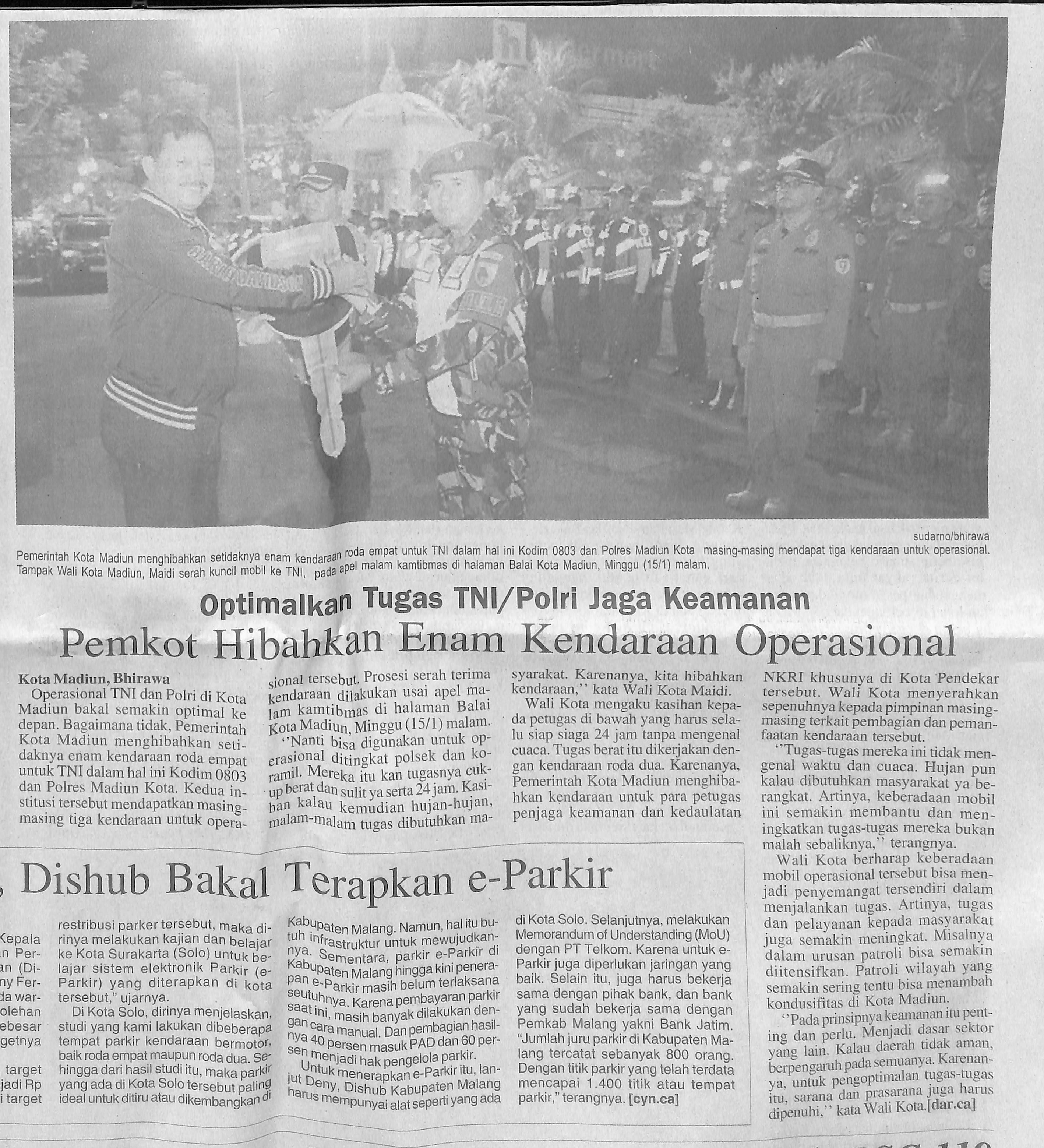 Optimalkan Tugas TNI/Polri Jaga Keamanan, Pemkot Hibahkan Enam Kendaraan Operasional
