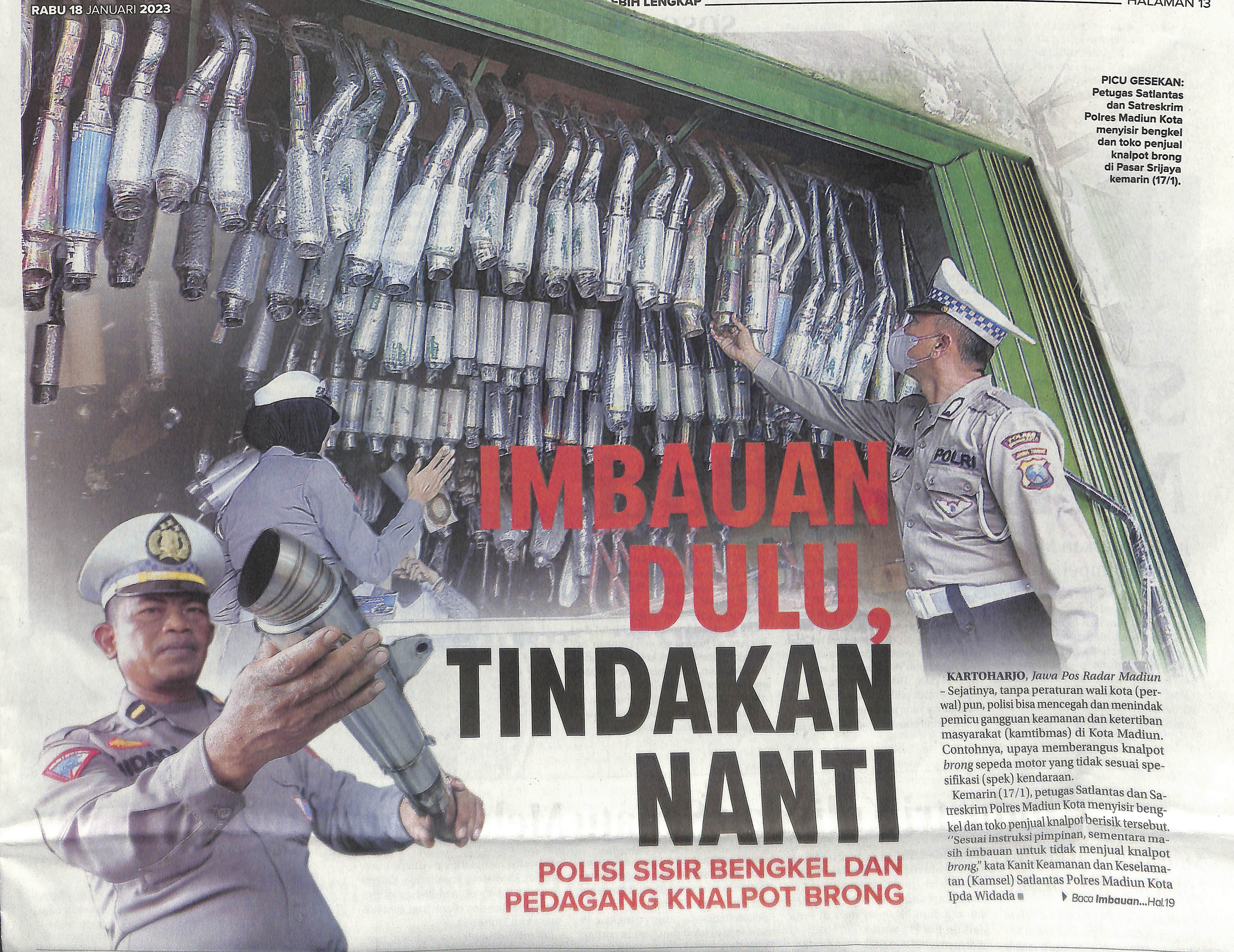 Imbauan Dulu, Tindakan Nanti, Polisi Sisir Bengkel Dan Pedagang Knalpot Brong