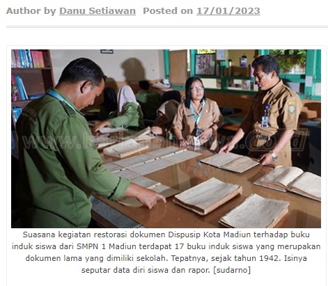 Gandeng Dispusip, SMPN 1 Madiun Restorasi Ribuan Arsip Sejak 1942