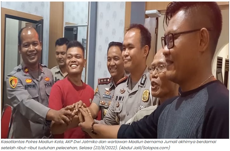 Cekcok Kasatlantas dengan Wartawan di Madiun Berakhir Damai, Keduanya Saling Memaafkan