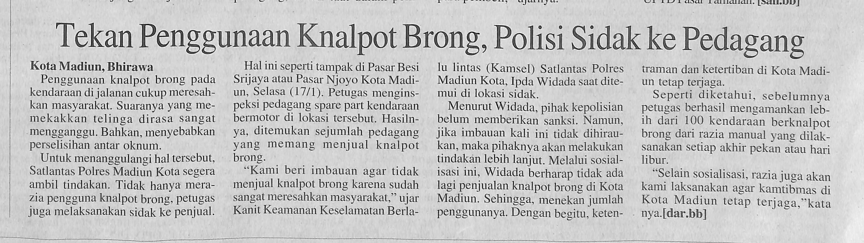 Tekan Penggunaan Knalpot Brong, Polisi Sidak ke Pedagang