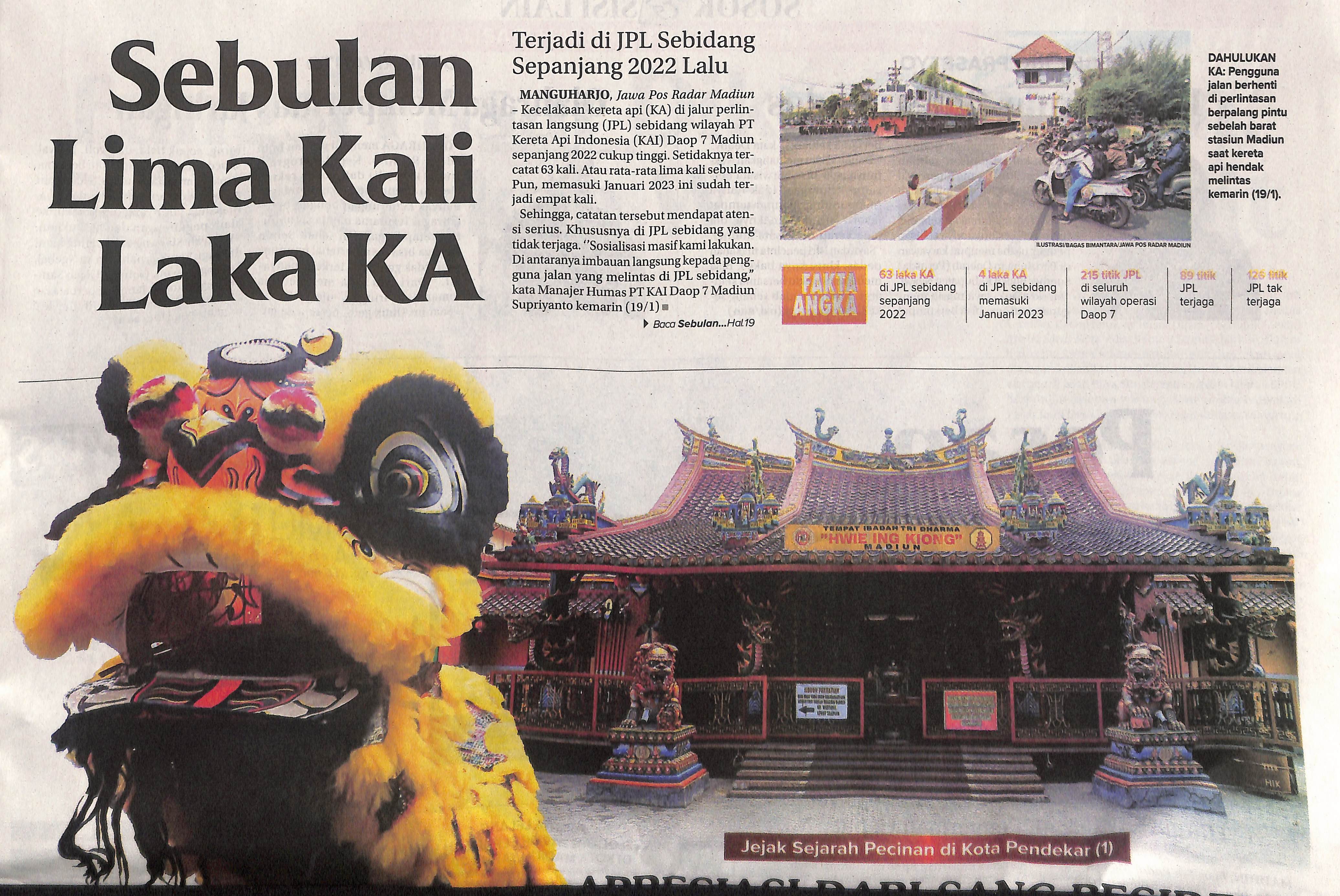 Sebulan Lima Kali Laka KA, Terjadi di JPL, Sebidang Sepanjang 2022 Lalu