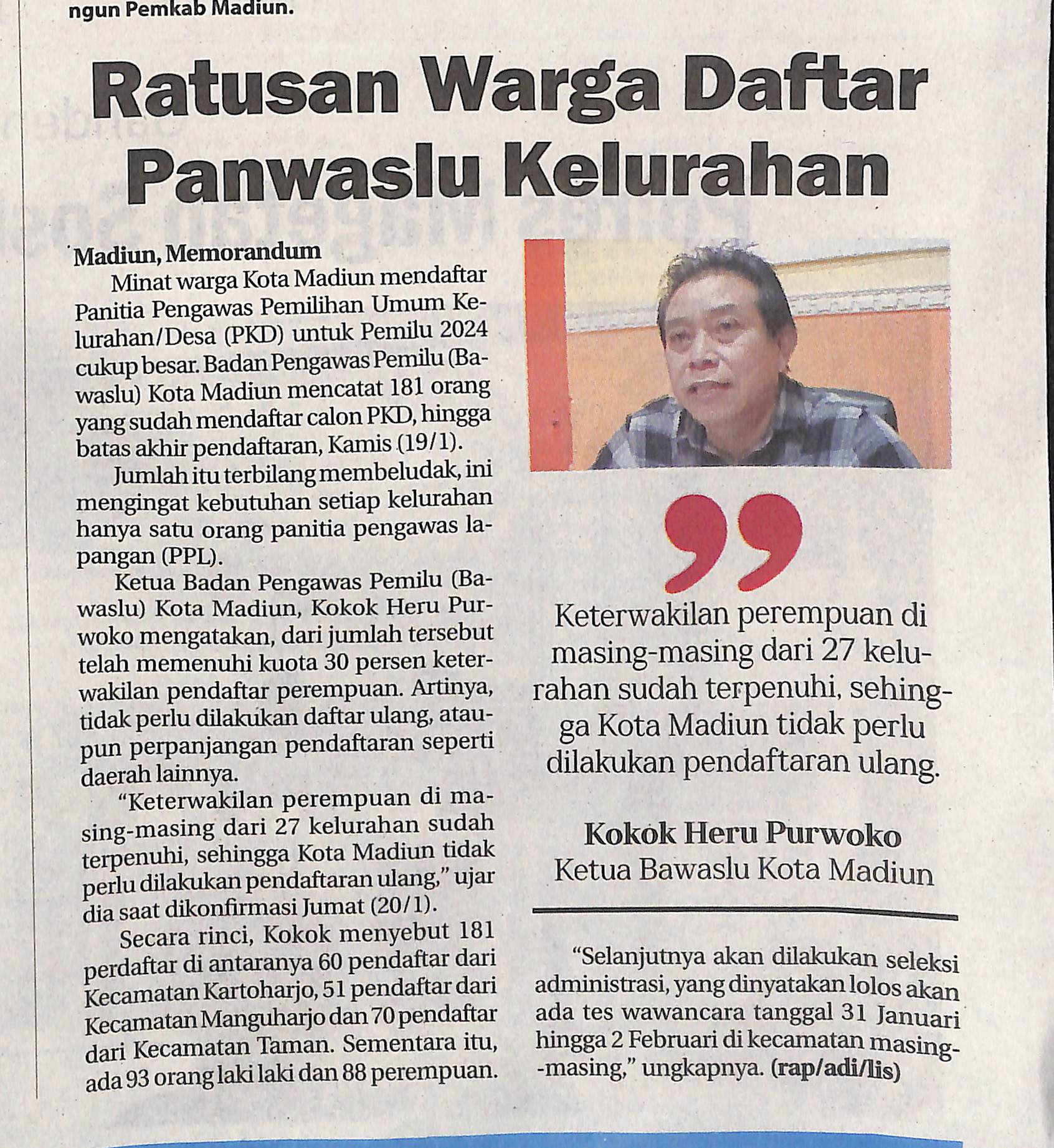 Ratusan Warga Daftar Panwaslu Kelurahan