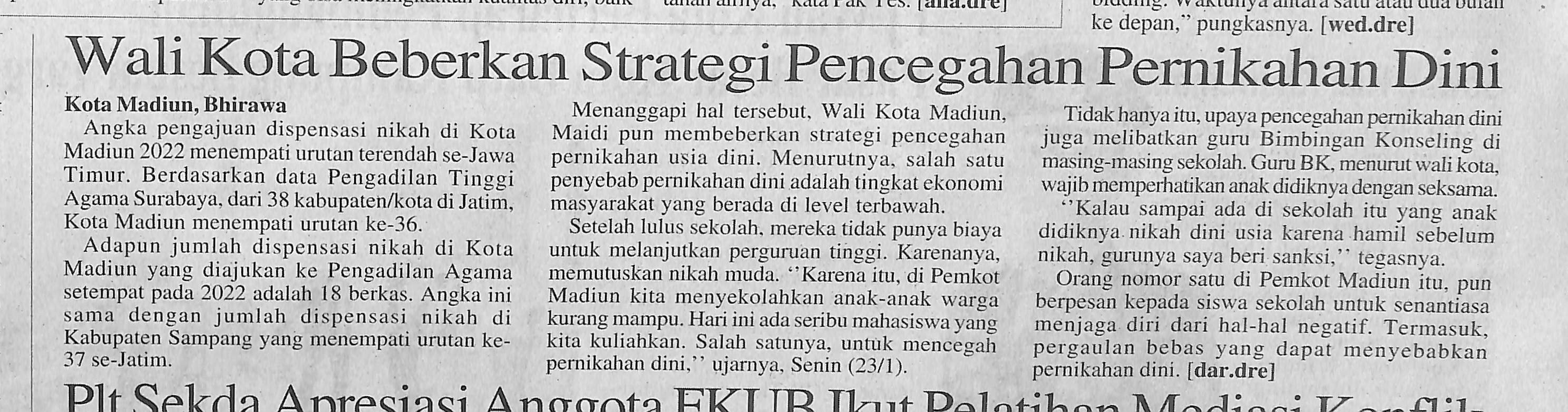 Wali Kota Beberkan Strategi Pencegahan Pernikahan Dini