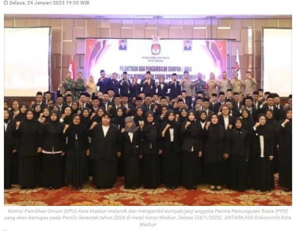 KPU Kota Madiun melantik anggota PPS untuk Pemilu 2024
