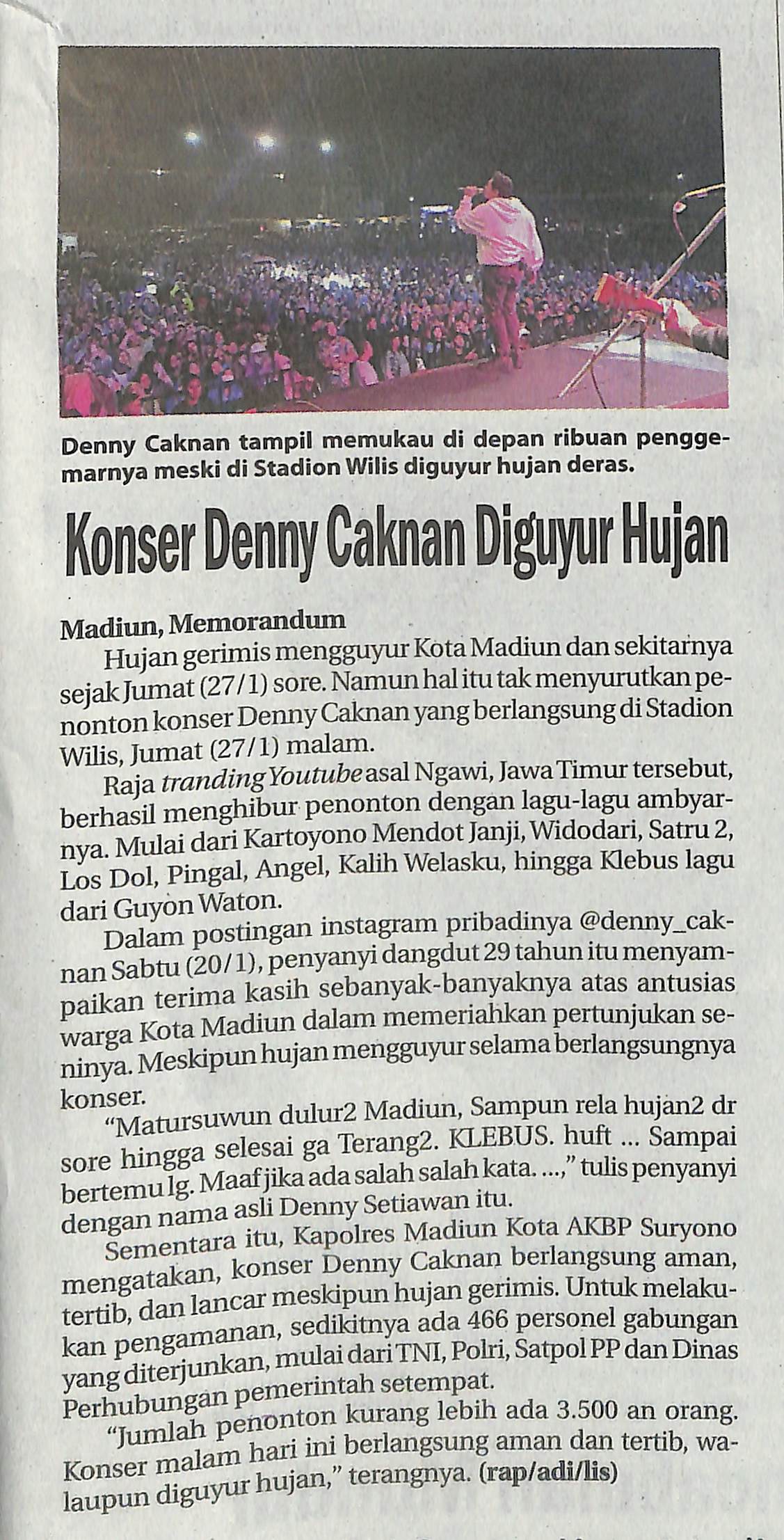 Konser Denny Caknan Diguyur Hujan