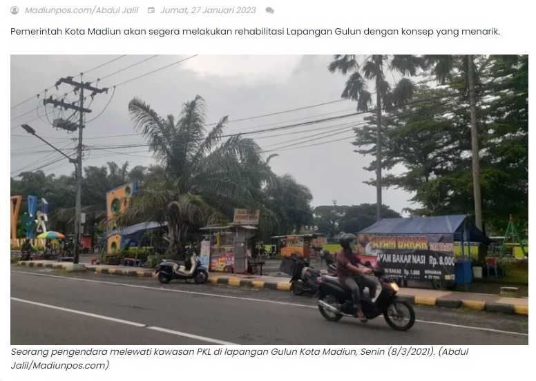 Pemkot Madiun Segera Rehablitisi Lapangan Gulun Supaya Lebih Cantik