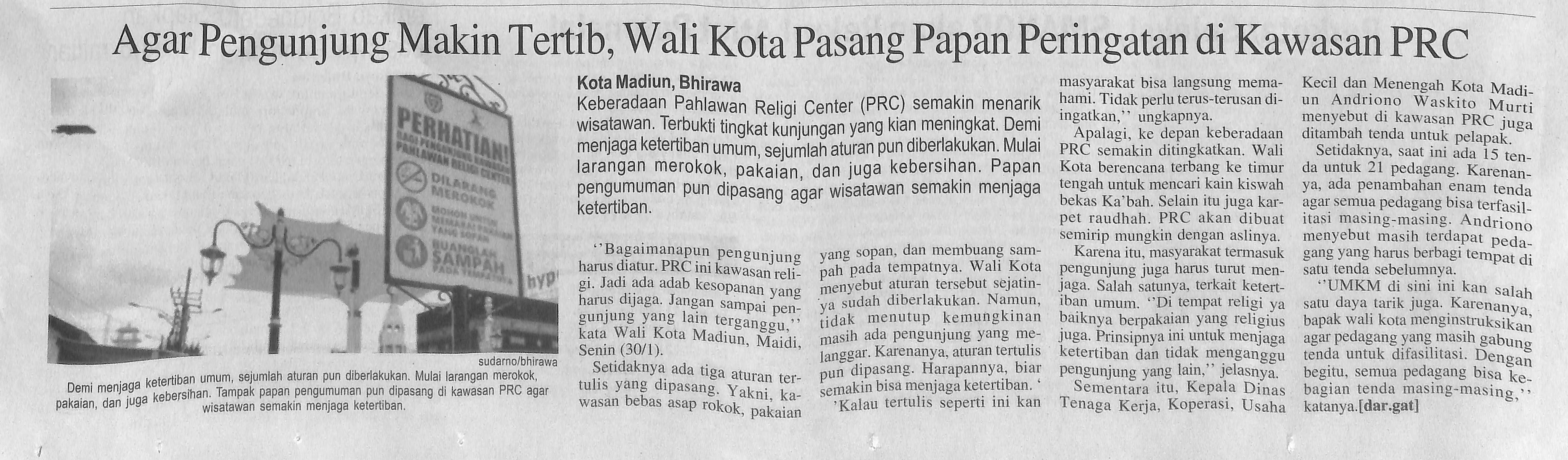 Agar Pengunjung Makin Tertib, Wali Kota Pasang Papan Peringatan di Kawasan PRC