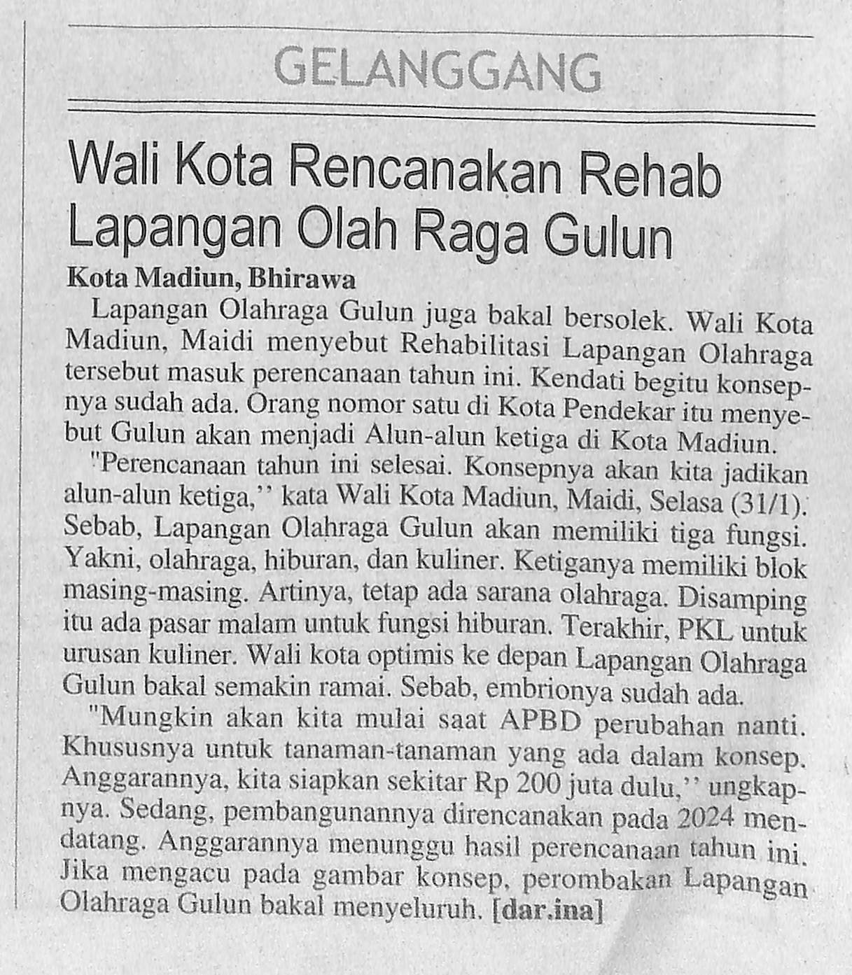 Wali Kota Rencanakan Rehab Lapangan Olah Raga Gulun
