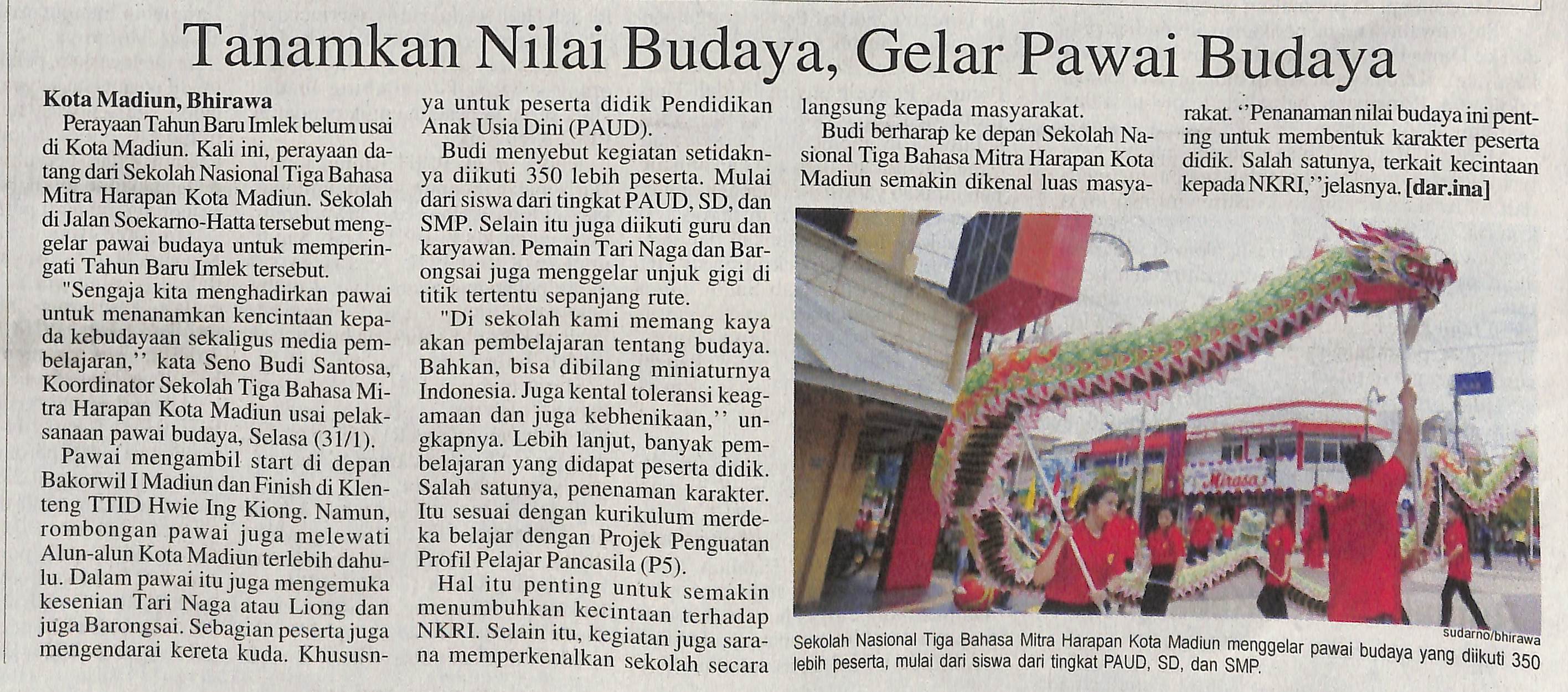 Tanamkan Nilai Budaya, Gelar Pawai Budaya
