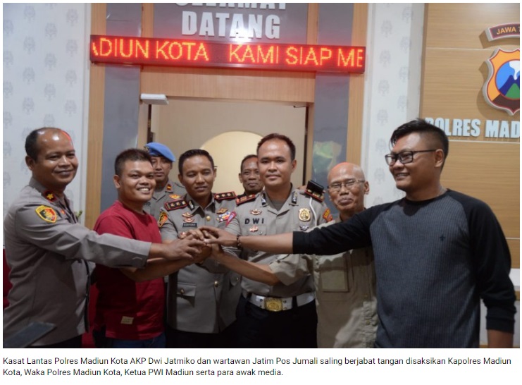 Saling Memaafkan, Wartawan dan Kasatlantas Polres Madiun Kota Berakhir Damai