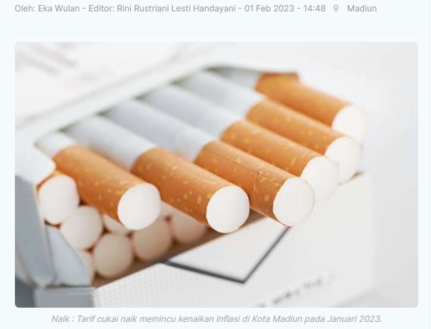 Cukai Rokok Naik, Inflasi Kota Madiun Ikut Naik