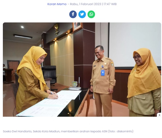Setda Kota Madiun Gelar Penandatanganan Perjanjian Kinerja untuk Mewujudkan Target Jangka Menengah