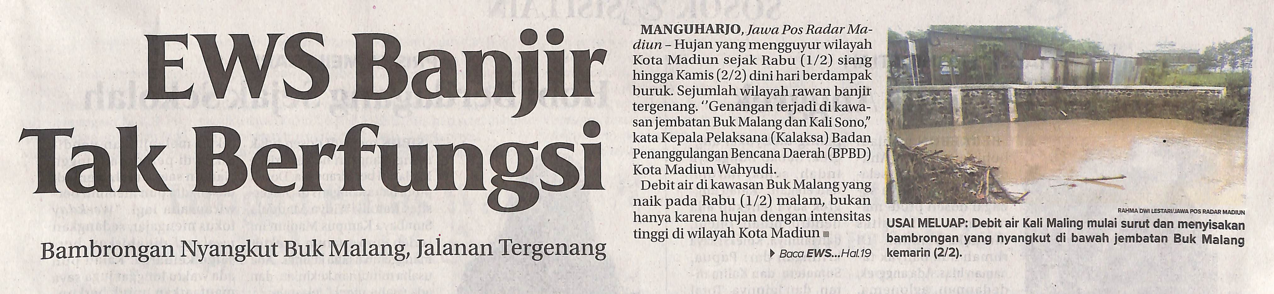 EWS Banjir Tak Berfungsi, Bambrongan Nyangkut Buk Malang, Jalanan Tergenang