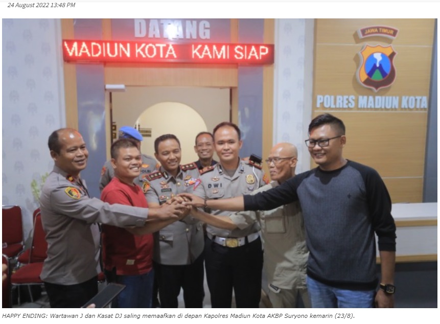 Salah Paham, Kasat Lantas Polres Madiun dengan Wartawan Berakhir Damai