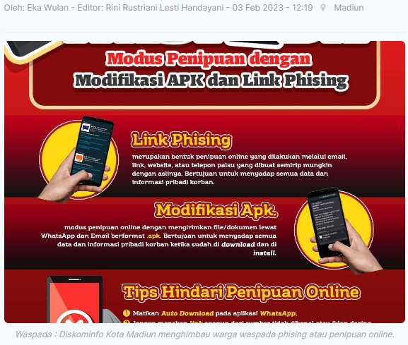 Diskominfo Kota Madiun Imbau Warga Waspada Phising dan Link Palsu