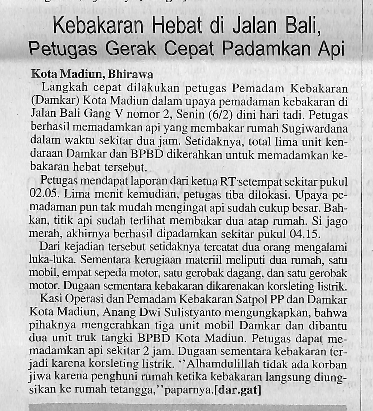 Kebakaran Hebat di Jalan Bali, Petugas Gerak Cepat Padamkan Api